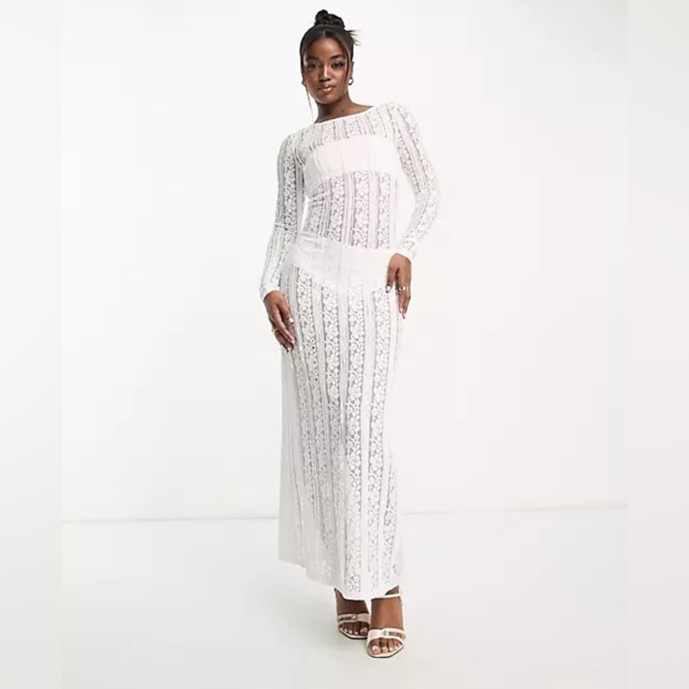 NWT ASOS Pieces Sheer Lace Bridal Maxi Dress Size XXL
